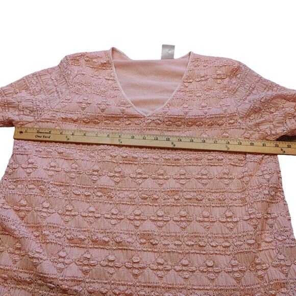Worthington Woman Stretch Pink Size 1X Plus Size Short Sleeve Top Blouse - Picture 4 of 9